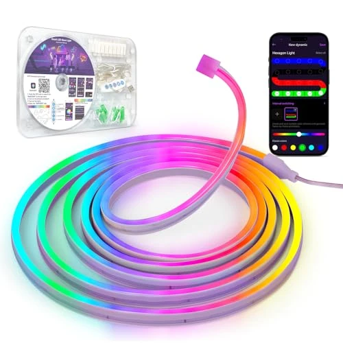 Offre limitée : Kangtaixin Neon Ruban LED 3m, RGB Bande LED avec Contrôle APP Contrôle, Flexible Étanche Découpable Synchronisation Musicale Bandeau Lumineuse Led pour Intérieur Déco Maison de 14.66 € à 13.93 € (5% de remise)