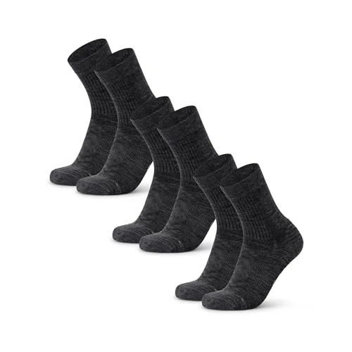 Offerta a tempo: DANISH ENDURANCE Calze Trekking Leggere in Lana Merino, Anti-Vesciche, da Uomo, Donna, Bambino, 3 Paia, Grigio, 48-51 - 33% da 48.95 € a 32.95 €