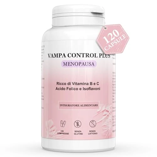Integratore Menopausa Donna Vampate - 120 Compresse - Alto Dosaggio - Formula Tutto In Uno - Isoflavoni di Soia, Agnocasto, Cimicifuga - Controllo del Peso Corporeo - Senza Glutine e Senza Lattosio