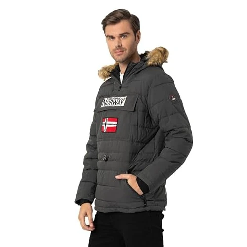Offerta a tempo: Geographical Norway Coconut Men Parka da Uomo, Gris Fonce — 19% da 124,90 € a 101,70 €