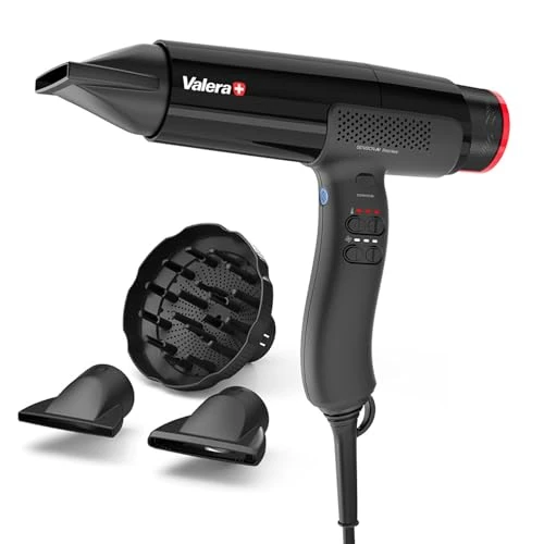 Offerta a tempo: Valera, Sension AI, Asciugacapelli Professionale ad Alta Velocità, Phon Leggero con Motore Digitale, 18 Livelli di Temperatura e Flusso d'Aria, Ionizzatore, 2000W, Swiss Made - 25% da 249.90 € a 187.43 €