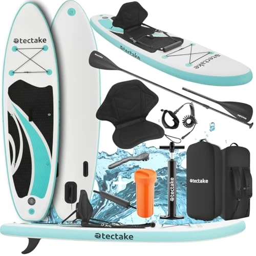 Offre limitée : tectake® Planche de Stand-up Paddle Gonflable Adulte 2-en-1, Utilisable comme Kayak, Siege Paddle détachable, Pompe, 3 Ailerons, sac à dos, Pagaie double, Pagaie simple, Accessoires, Charge Max. 200kg de 179.90 € à 179.90 € (0.00% de remis