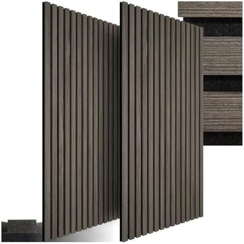 Offerta a tempo: tectake® Set di 2 Pannelli Acustici Effetto Legno, Pannelli Fonoassorbenti Decorativi per Pareti, Pannelli Fonoassorbenti Soffitto, Pannelli Murali, Design Moderno - Rovere Grigio - 20% da 59.90 € a 47.90 €