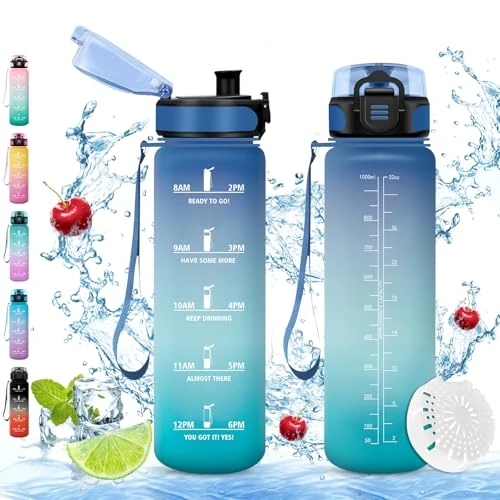 Begrenztes Angebot: Vikaster Sport trinkflasche, 1l BPA-frei, Auslaufsicher, Trinkflasche Kohlensäure Geeignet, Wasserflasche sport für Fahrrad, Fitness, Schule, Kinder, Outdoor von 13.06 EUR auf 11.36 EUR (Rabatt 13%)