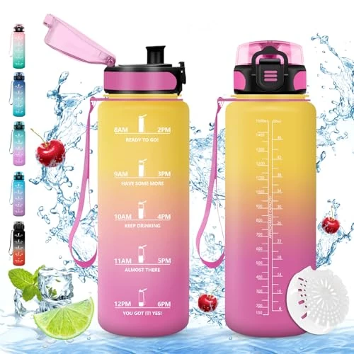 Vikaster Duża butelka na napoje, 1500 ml, nie zawiera BPA, szczelna, nadaje się do napojów gazowanych, na rower, fitness, na zewnątrz