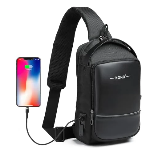 Offerta a tempo: KONO EG2403 BK, Borsa a Tracolla Uomo — 26% da 36,99 € a 27,49 €