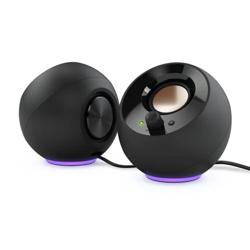 CREATIVE Pebble SE Minimalistische 2.0 USB-C aangedreven pc-luidspreker met RGB-verlichting, 3,5 mm AUX-ingang, tot 4,4 W RMS-vermogen voor computers en laptops (zwart)