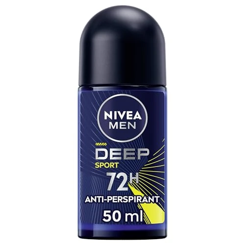Offerta a tempo: NIVEA MEN Deep Sport Roll-on 50 ml, Deodorante uomo arricchito con Carbone Attivo per 72h di protezione, Deodorante roll on antitraspirante per l'attività sportiva - 37% da 3.49 € a 2.19 €
