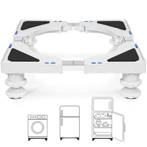 Oferta limitada: Humagineer Soporte Lavadora Secadora con 4 Patas Suspendidas con Cierre, Ancho Regulable 40-62cm y Altura 10-12.5cm, Base para Lavadora Alta Carga 200KG, Base de Muebles y Exterior, Blanco de 29.49 € a 29.49 € (ahorro 0.00%)