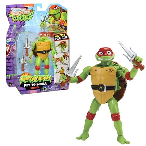 Teenage Mutant Ninja Turtles - Tortues Ninja, 1 Figurine Deluxe 15 cm, Transformable, Modèle Raphael, pour Les Enfants dès 4 Ans, TU8384