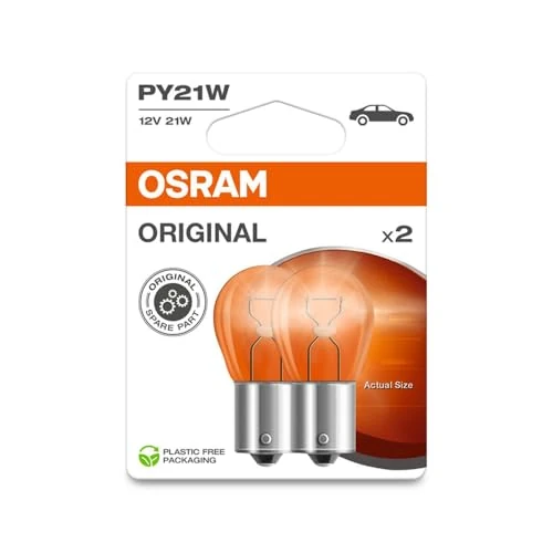 Offre limitée : OSRAM ORIGINAL LINE 12V, PY21W, lampe de signalisation, base en métal, double blister, (2 lampes), white de 9.14 € à 9.14 € (0.00% de remise)
