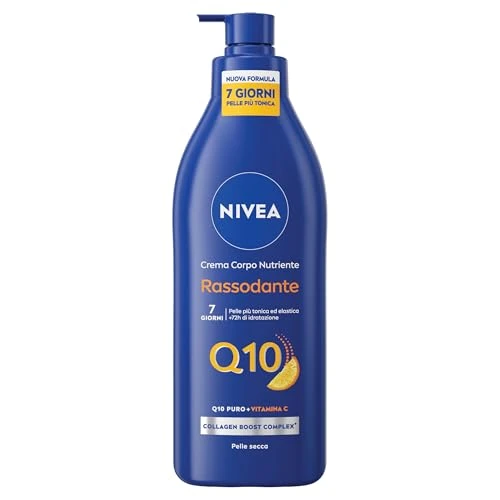 NIVEA Q10 Odżywczy krem do ciała ujędrniający 400 ml, ujędrniający krem do ciała z koenzymem Q10 Pure i witaminą C, nawilżający krem do ciała z suchą skórą 48 h, dla bardziej jędrnej i elastycznej