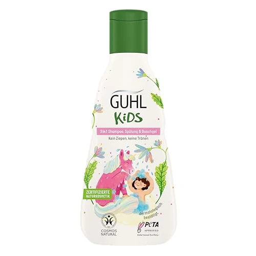 Offerta a tempo: Guhl Shampoo 3 in 1 per Bambini, Balsamo e Gel Doccia – 250 ml – Non Tira, Design Adatto ai Bambini – Certificato Cosmos Natural - 0.00% da 7.19 € a 7.19 €