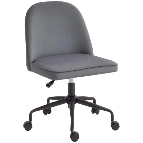 HOMCOM Bureaustoel met verstelbare hoogte en schommelfunctie, bureaustoel zonder armleuningen met fluwelen bekleding, grijs
