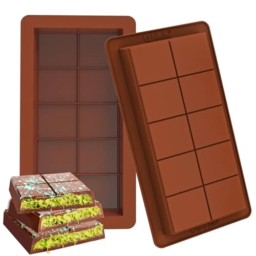 Offre limitee: Webake moule tablette chocolat dubai en silicone LFGB Lot de 2 moules à tablette de chocolat profonds Barre de chocolat Moules à chocolat de 7.99 EUR a 7.99 EUR (economie 0%)