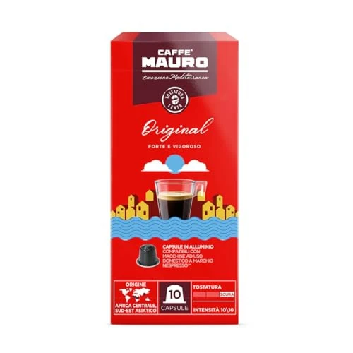 Mauro Coffee Original Blend – Intensity 10/10-50 kapsułek aluminiowych – kompatybilna z urządzeniami domowymi Nespresso®