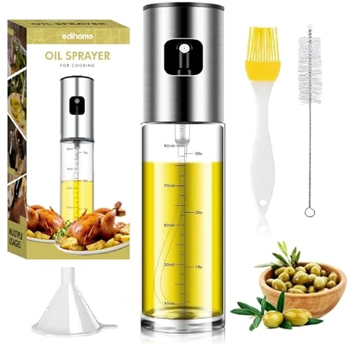 Beperkte aanbieding: Edihome, Oil Spray Bottle, Oliespray, Keukensproeier, Roestvrij Staal en Glas, 100 ml, Druppelstop, Accessoires voor Air Fryer, Dispenser, Bus van 7.99 EUR naar 7.99 EUR (besparing 0%)