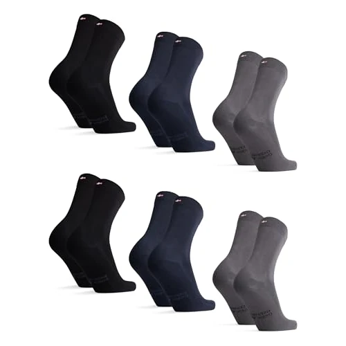 DANISH ENDURANCE Chaussettes en Fibre de Bambou, Homme Femme, 6 Paires, Multicouleurs (2x Noir, 2x Gris, 2x Bleu Marine), 35-38