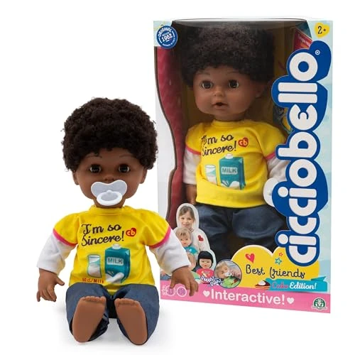 Cicciobello Best Friends - 42 cm Cycobello Lalka z funkcją płaczu, lalka z żółtą koszulką z receptą na plecach, dla dzieci od 2 lat