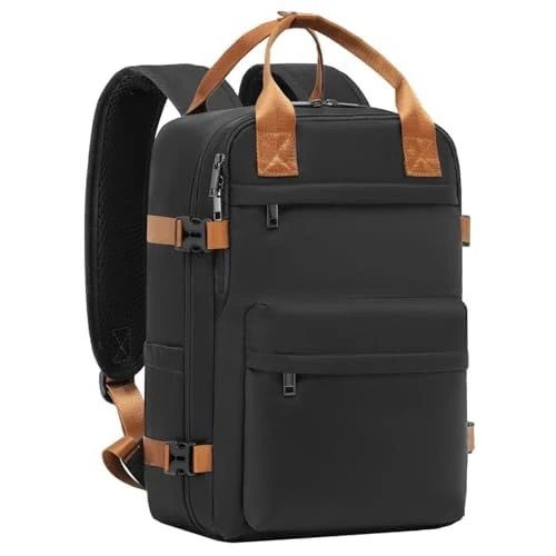 COOLIFE Mini Lightweight Travel Cabin Backpack for Ryanair Suitcase Cabin Bag 40 x 25 x 20 cm 20 Litres Backpack with Compartment, dark brown, 40×25×20