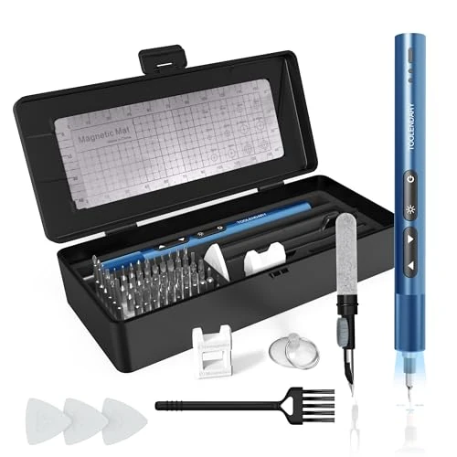 Tijdelijke aanbieding: Elektrische schroevendraaiersets, 66-in-1, mini-schroevendraaiersets, precisieschroevendraaier, oplaadbaar met 56 bits, koptelefoonreiniger, schroevendraaiersets voor camera (blauw) van 54.99 EUR naar 19.99 EUR (korting 64%)