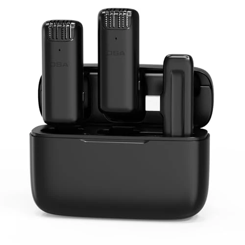 OSA Wireless Microphone for Android Phones with 15-Hour Charging Case, Microphone for Video Recording with Adjustable Noise Cancellation Level, Wireless Lavalier Microphone with USB Type C Port