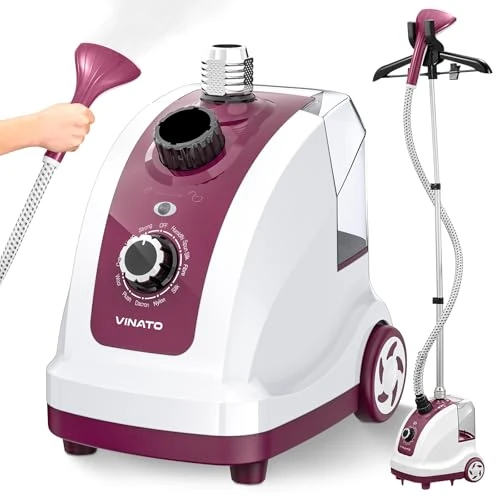 Offerta a tempo: VINATO Stiratrice Verticale, Ferro da Stiro Verticale a Vapore con Serbatoio Dell'acqua, 11 Funzioni di Vapore Stiratore Verticale, Spazzola a Vapore per Tutti i Tipi di Tessuti - 1950W - 0.00% da 68.99 € a 68.99 €