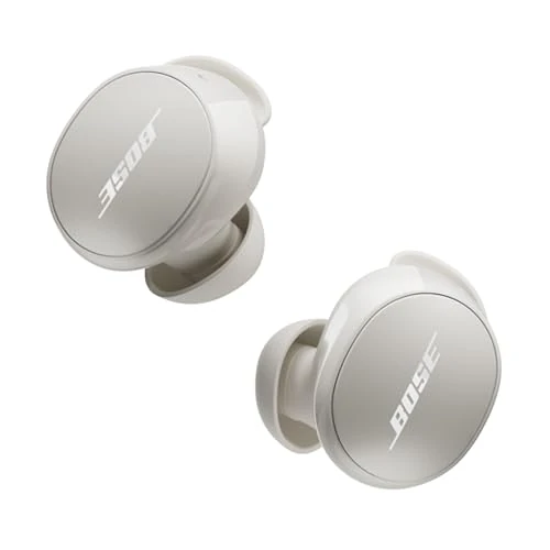 Bose QuietComfort bezprzewodowe słuchawki douszne z redukcją szumów, Lifestylowe słuchawki douszne Bluetooth z aktywną redukcją szumów, Do 8,5 godziny pracy na jednym ładowaniu, Biały