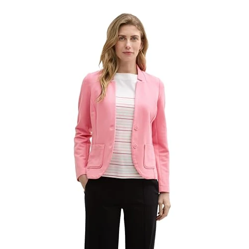 Offerta a tempo: Tom Tailor Blazer Basic da Donna con Tasche, 15116 - Rosa Brillante, M - 28% da 59.99 € a 43.11 €