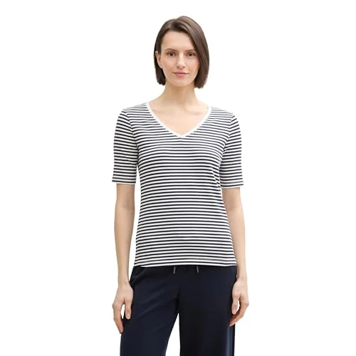 Oferta limitada: TOM TAILOR 1045563 Camiseta, 37370-offwhite Navy Regular Stripe, L Mujeres de 16.88 € a 16.88 € (ahorro 0.00%)