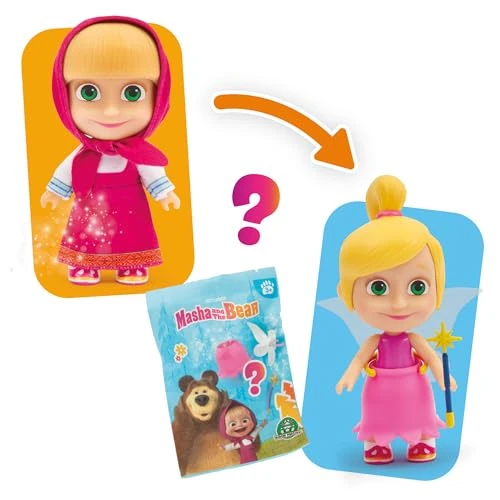 Offerta a tempo: Giochi Preziosi Masha E Orso - Bambola Masha da 12 cm con vestito e capelli rimovibili, 3 bustine sorpresa e accessori per TRASFORMARE la bambola in fata, per bambini dai 3 anni - 0.00% da 11.28 € a 11.28 €