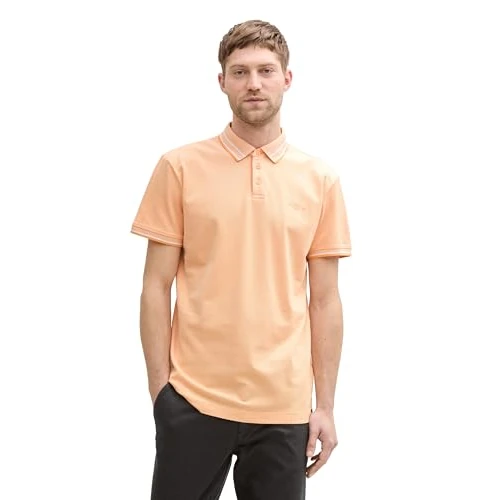 TOM TAILOR Polo da Uomo, 37555 - Peachy Orange White Two Tone, L