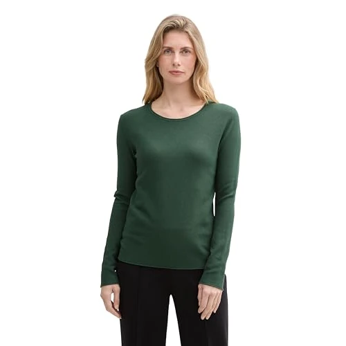 Offerta a tempo: Tom Tailor Maglione Basic da Donna con Scollo a V, 30024 Explorer Green, XS - 53% da 29.99 € a 14.21 €