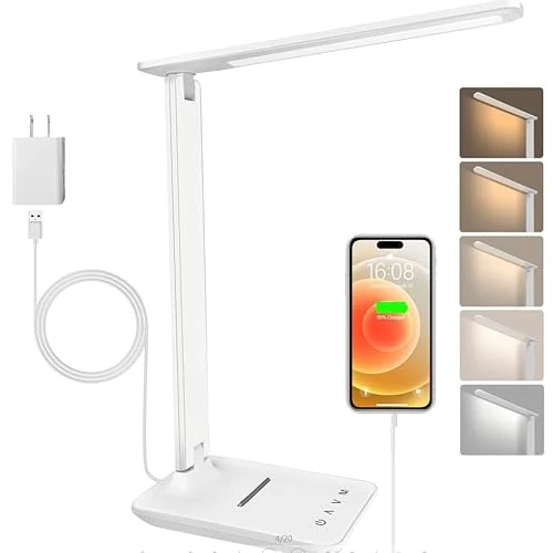Desk Lamp Dimmable Reading Lamp with USB Charging Port