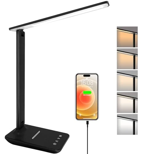 Offerta a tempo: lampada da scrivania,lampada da lettura,dimmerabile lampada da tavolocon porta USB, 3 modalità di illuminazione, lampada da comodino pieghevole per lettura,unghie,lavoro,studiare,ufficio,dormitorio - 25% da 24.99 € a 18.72 €
