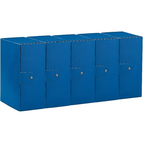 Esselte C35 EUROBOX Cartella Progetti per l'archiviazione, chiusura con bottone, 25 x 35 cm, Dorso 15 cm, Blu, Confezione da 5 pz, 390335050