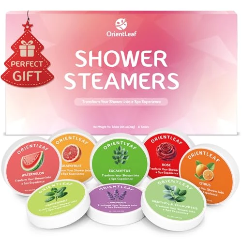 OrientLeaf Shower Steamers Aromatherapy, 8 Pcs Stress Relief Shower Bombs, Stocking Fillers, Valentines Gifts for Her, Birthday Gifts for Women, Self Care & Relaxation Christmas Gifts for Women