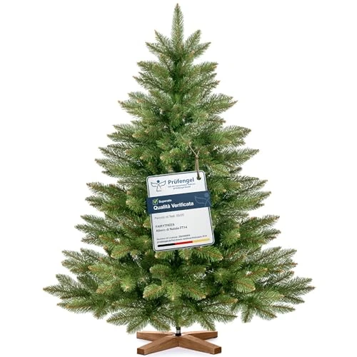 Limitiertes Angebot: FairyTrees Weihnachtsbaum künstlich 120cm NORDMANNTANNE mit Christbaum Holzständer | TESTSIEGER Tannenbaum künstlich mit grünem Stamm | Made in EU von 119.90 EUR auf 89.89 EUR (Spare 25%)
