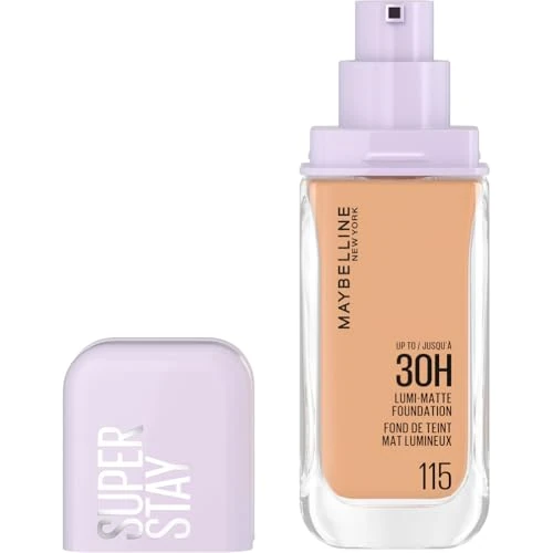 Offerta a tempo: Maybelline New York Fondotinta a Lunga Tenuta, Per Tutti i Tipi di Pelle, Finish Matte Luminoso, Copertura Medio-Alta, Fino a 30H di Tenuta, Con Amminoacidi, Superstay Lumi-Matte, Tonalità: 115 - 35% da 17.50 € a 11.31 €