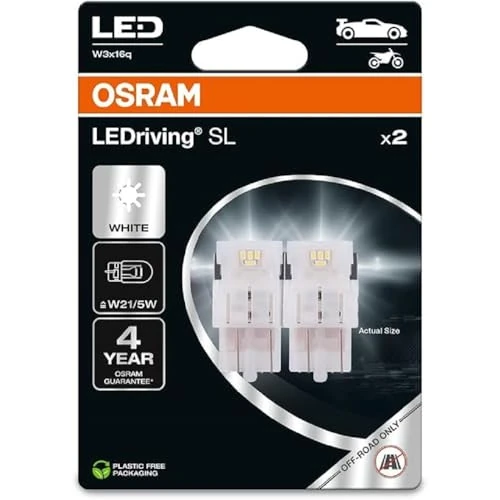 Oferta limitada: OSRAM LEDriving SL, W21/5W, Blanco 6000K, Doble Blíster (2 lámparas), LED Retrofit, solo uso todoterreno de 27.16 € a 26.25 € (ahorro 3%)