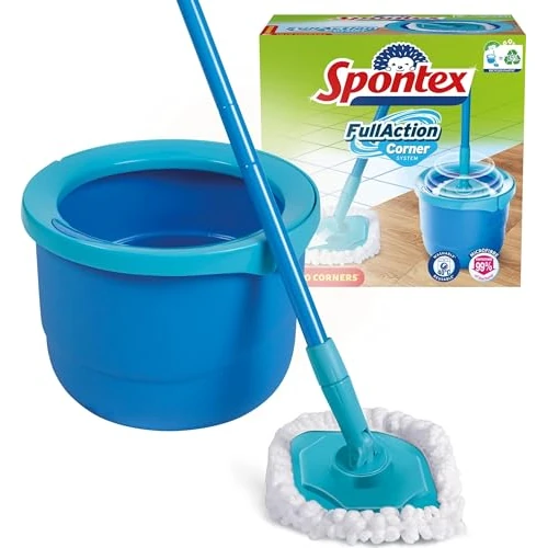Zeitlich begrenztes Angebot: Spontex Full Action Corner Rotations-Mopp-System und Eimer für schmale Ecken, 360° einfaches Auswringen/Spülen für Laminat, Holz und Fliesen, 1 Mikrofaser-Aufsatz von 44.17 € auf 44.17 € (0.00% Rabatt)