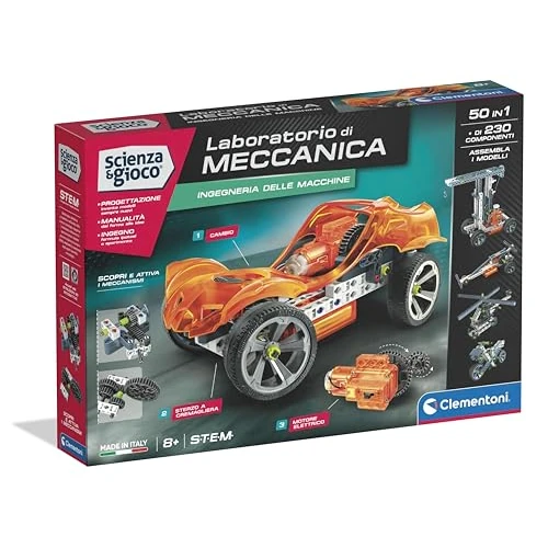 Offerta a tempo: Clementoni Scienza e Gioco Build - Ingegneria delle Macchine, Set Costruzioni Bambini 8+ Anni, 50 Modellini Come Auto, Gru, Elicotteri per Scoprire la Meccanica, Made in Italy, Lingua Italiana, 19384 - 26% da 26.90 € a 19.90 €