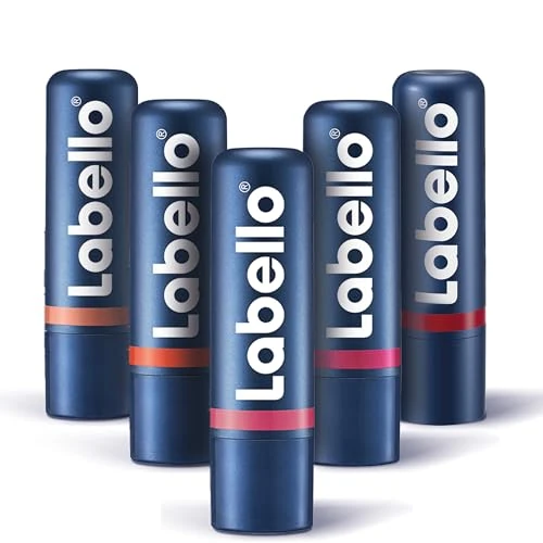 Labello Caring Beauty Lip & Cheek Balsam do ust i policzków, balsam do ust i róż w sztyfcie w odcieniach nude, koralowych, różowych, różowych i czerwonych, 5 x balsam do ust 4,8 g - ekskluzywny zestaw