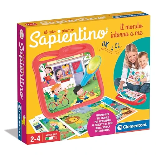 Clementoni - Mijn eerste wetenschapper, de wereld om mij, pedagogisch banket, 24 activiteiten op school van de kindertijd en interactieve pen, spel voor kinderen van 2-4 jaar, gemaakt in Italië,