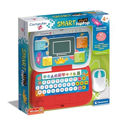 Clementoni Smart Start Laptop – Juego Educativo de 4 años, Ordenador Infantil, Regalo electrónico parlante Italiano, Ordenador Infantil, portátil para Aprender Letras, números, Nuevas Palabras,