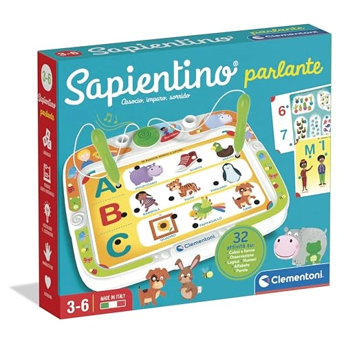 Clementoni Sapientino - Parlante, Gioco Educativo con Penne Parlanti Bambini 3-6 Anni, con 16 Schede e più di 32 attività su Temi della Scuola dell'Infanzia, Made in Italy, Lingua Italiana, 16472