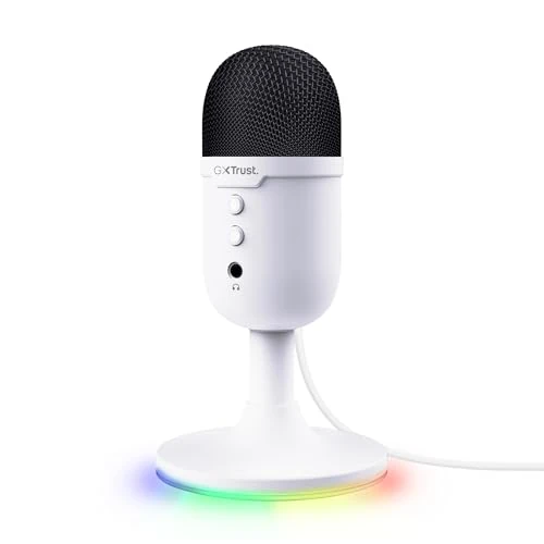 Beperkte aanbieding: Trust Gaming GXT 236W Yami USB Gaming Microfoon voor Streaming Podcast Twitch Discord ASMR Youtube Playstation 5, Cardioïde Condensatormicrofoon, Mute Knop, Microphone RGB LED Verlichting - Wit van 34.99 EUR naar 24.99 EUR (besparing 29%)