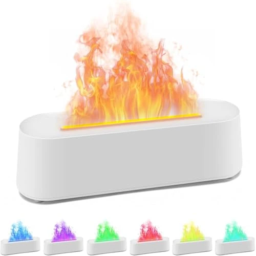 Sonhomay Vlam Geurverspreider Vlam Air Diffuser Luchtbevochtiger 7 Kleur Lichten Essentiële Olie Diffuser voor Thuis Slaapkamer Kantoor Yoga
