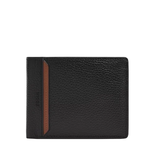Fossil Huntington, Portafoglio Bi-Fold da Uomo, Nero, s