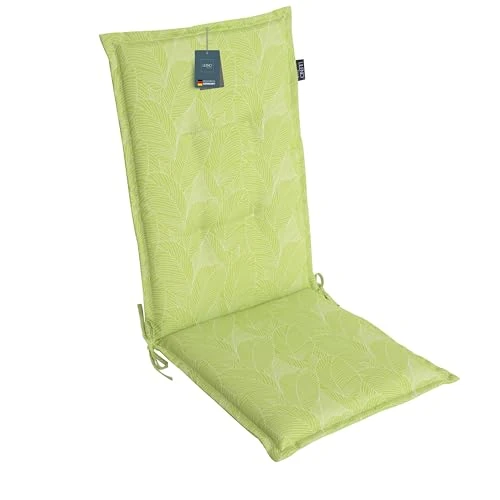 Offerta a tempo: LILENO HOME Cuscino per sedia da giardino [set da 1 – sedia con schienale alto] in foglie verde – Comodo cuscino per sedie da giardino – Cuscino per sedie da giardino e sedie pieghevoli - 36% da 28.99 € a 18.60 €